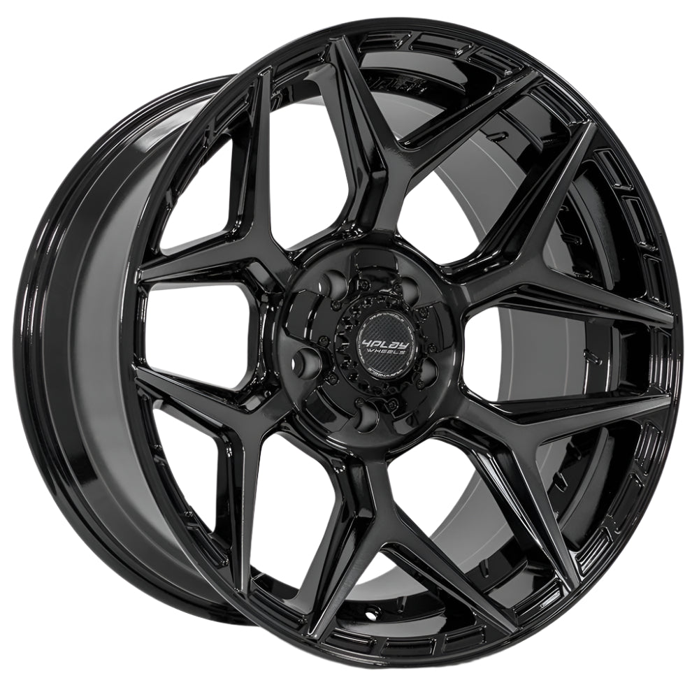 4PLAY WHEELS 4P06 – Gloss Black Brushed Face Rims for Trucks & SUVs | Premium Off-Road Wheels for Strength & Style