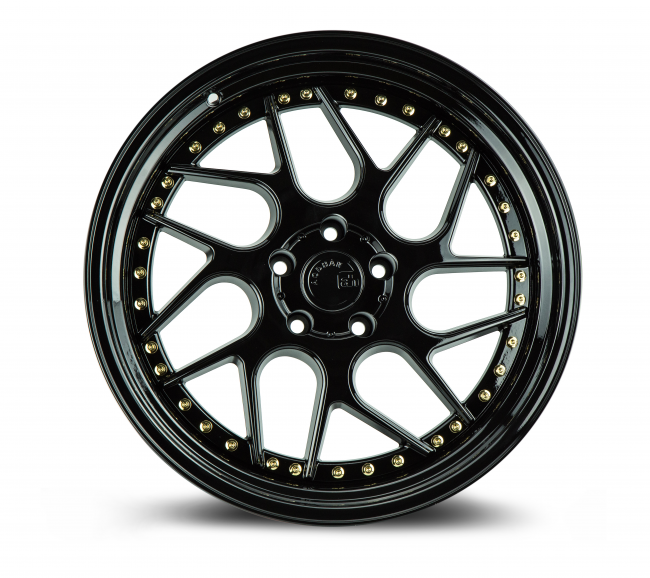 AODHAN WHEELS DS01 Gloss Black Vacuum W Gold Rivets Bold High Pe DS01 1895 GB 02 1 
