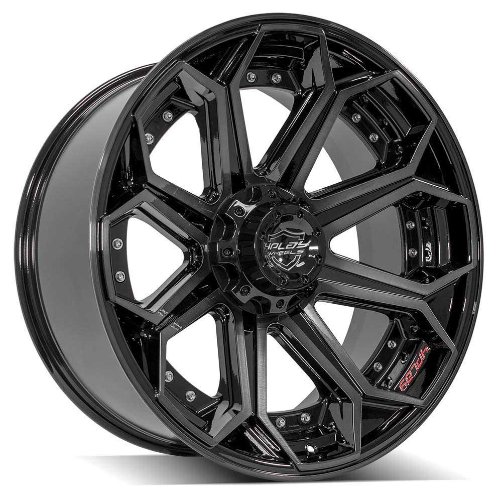 4PLAY WHEELS - 4P80R Gloss Black / Brushed Face & Tinted Clear | High-Performance Forged Wheels for Trucks & SUVs