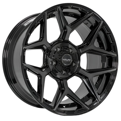 4PLAY WHEELS 4P06 – Gloss Black Brushed Face Rims for Trucks & SUVs | Premium Off-Road Wheels for Strength & Style