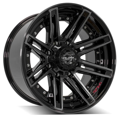 4PLAY WHEELS - 4P08 Gloss Black / Brushed Face & Tinted Clear | Premium Off-Road Wheels for Trucks & SUVs