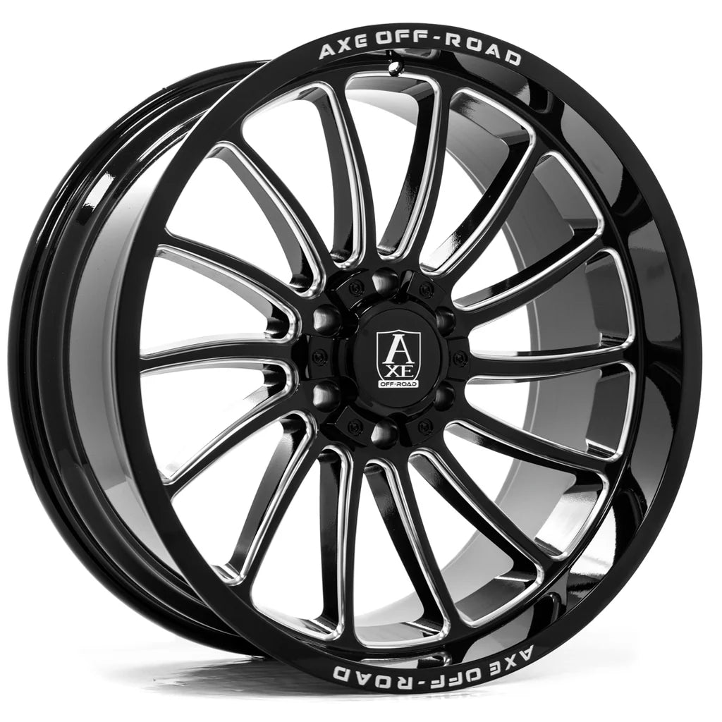 AXE Offroad Chronus Gloss Black Milled Wheels | Premium Heavy-Duty Rims for Trucks & SUVs – Sleek Design & Off-Road Performance