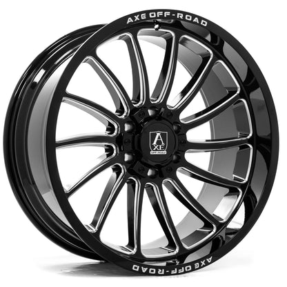 AXE Offroad Chronus Gloss Black Milled Wheels | Premium Heavy-Duty Rims for Trucks & SUVs – Sleek Design & Off-Road Performance