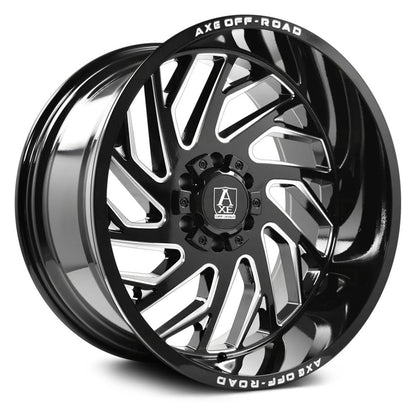 AXE Offroad Zeus Gloss Black Milled Wheels | Powerful & Stylish Rims for Trucks & SUVs – Durable, High-Performance Off-Road Design