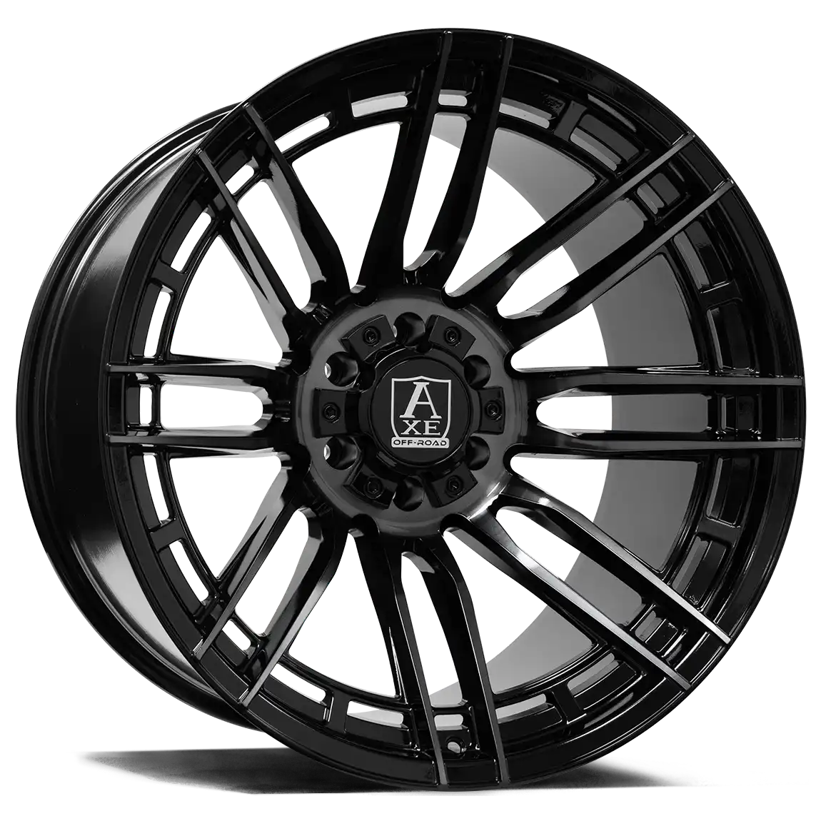 "AXE Wheels Offroad Thanos Gloss Black/Dark Tint – Rugged and stylish off-road rims for trucks & SUVs, built for durability, performance, and a bold aesthetic."