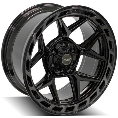 4PLAY WHEELS 4P55 – Durable Gloss Black Brushed Face Wheels for SUVs | High-Performance Off-Road Rims