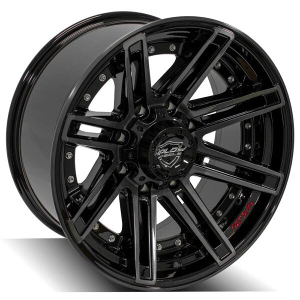 4PLAY WHEELS - 4P08 Gloss Black / Brushed Face & Tinted Clear | Premium Off-Road Wheels for Trucks & SUVs