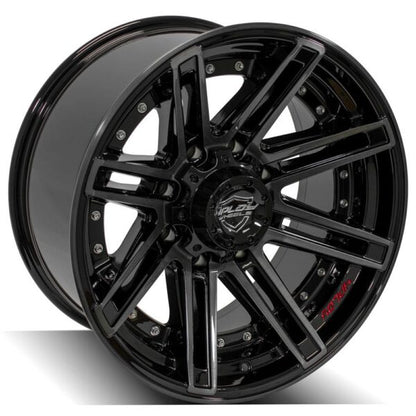 4PLAY WHEELS - 4P08 Gloss Black / Brushed Face & Tinted Clear | Premium Off-Road Wheels for Trucks & SUVs