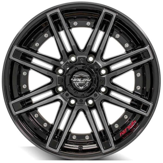 4PLAY WHEELS - 4P08 Gloss Black / Brushed Face & Tinted Clear | Premium Off-Road Wheels for Trucks & SUVs