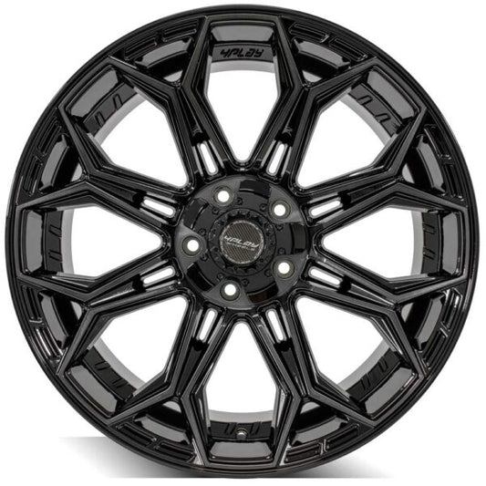 4PLAY WHEELS - 4P83 Gloss Black / Brushed Face & Tinted Clear | High-Performance Forged Wheels for Trucks & SUVs | Durable & Stylish Off-Road Rims