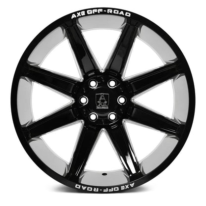 "AXE Wheels Offroad Artemis Gloss Black Milled – Durable and stylish off-road rims for trucks & SUVs, designed for top performance and a bold look."







