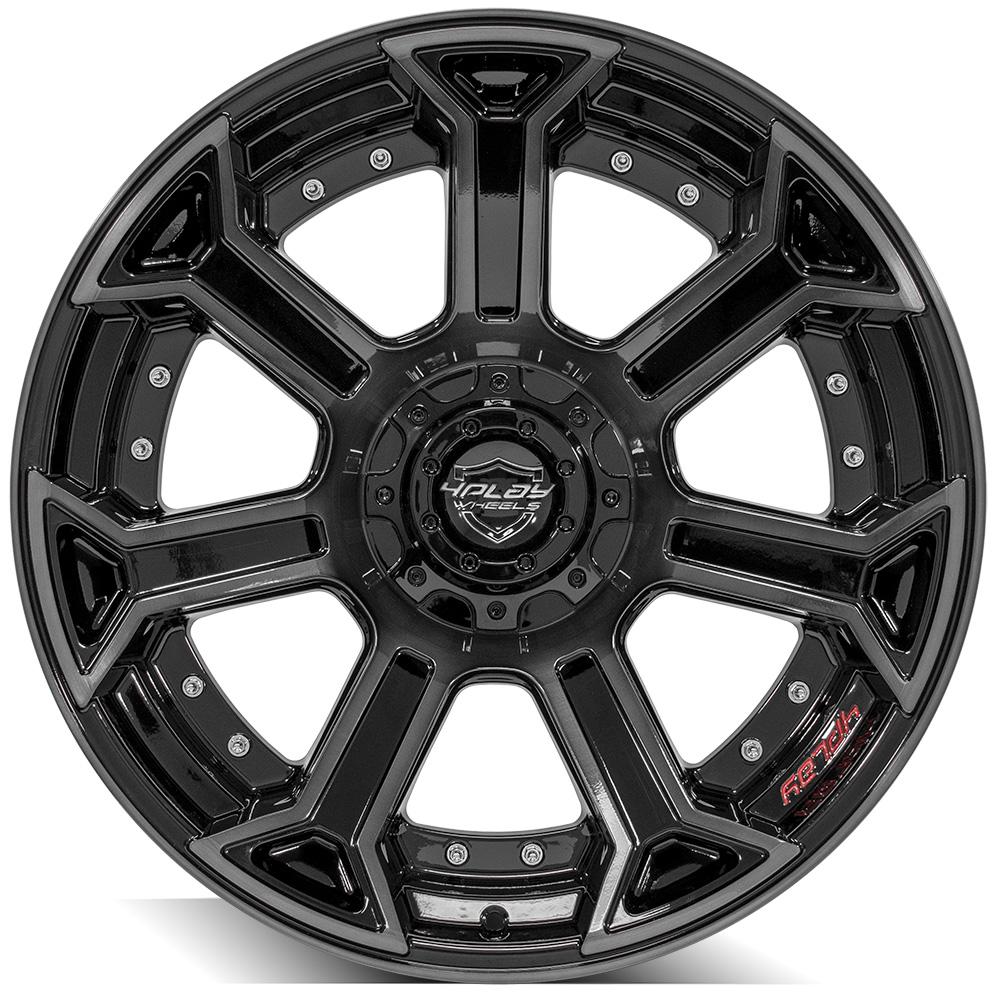 4PLAY WHEELS - 4P70 Gloss Black / Brushed Face & Tinted Clear | High-Performance Truck & SUV Wheels